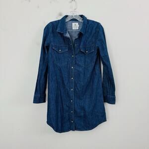 Volcom Long Sleeve Blue Denim Button Up Dress Women’s Size XS
